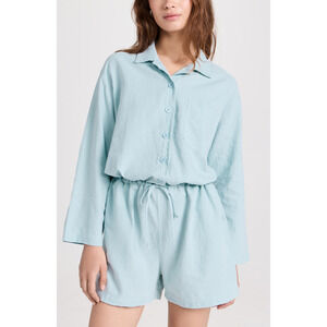 Stateside 'Linen' Blue Collared Long Sleeve Jumpsuit Size S - NWT